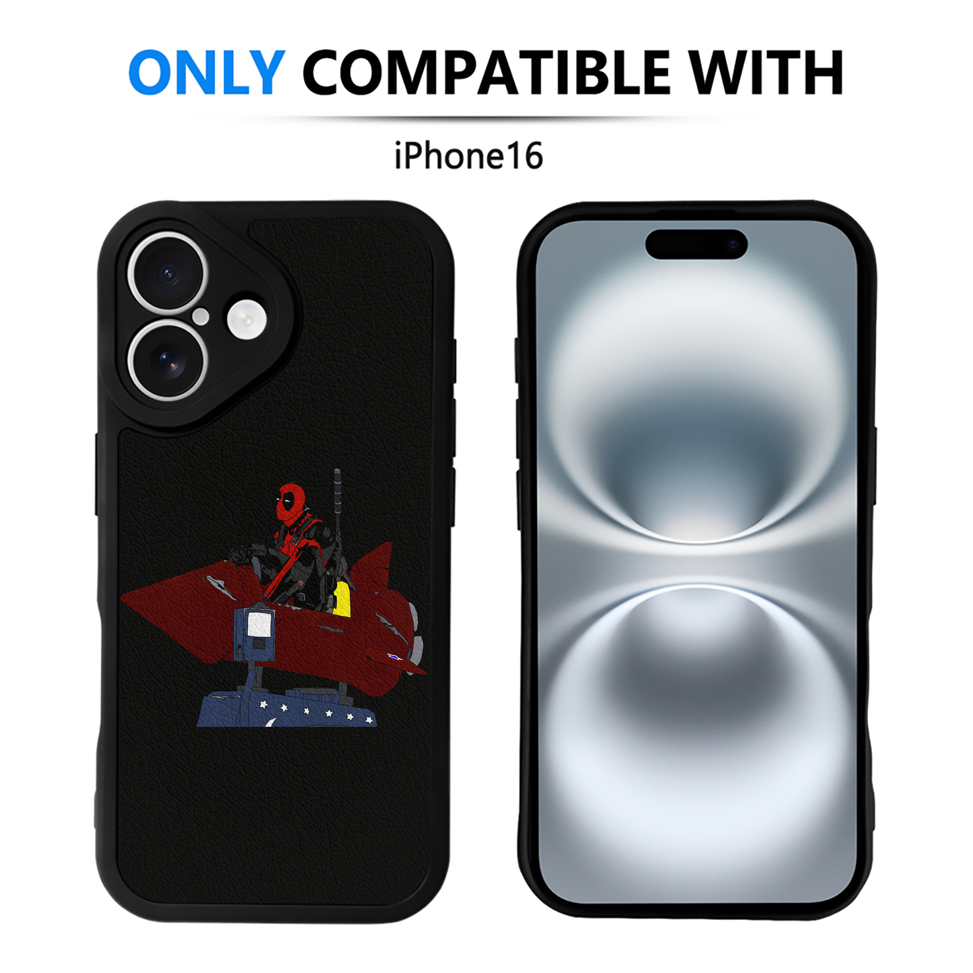 （画像用） Deadpool デッドプール 【iPhone 16シリーズ対応】シリコンスマホケース（レザー調） 材質：シリコン
